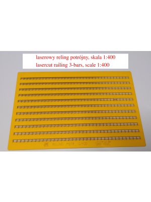 Lasercut-railing, 2 middle rails, yellow, 1/400