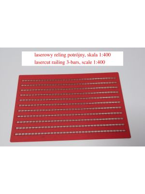 Lasercut-railing, 2 middle rails, red, 1/400