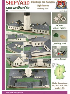 Buildings for Kampen Lighthouse Laser Cardboard Kit 1/72