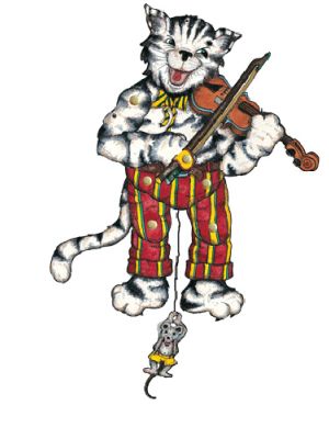 Cat with violin jumping jack