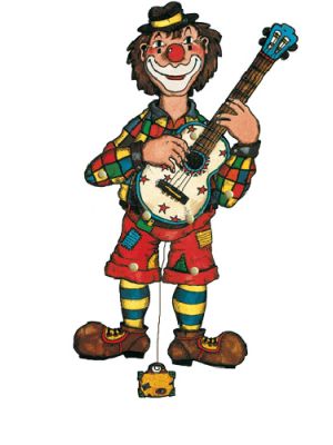 Clown with guitar jumping jack