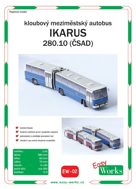 Articulated bus Ikarus 280.10 - fentens Papermodels